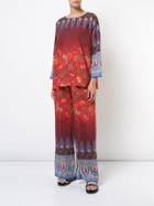 Warm Printed Palazzo Trousers - Red