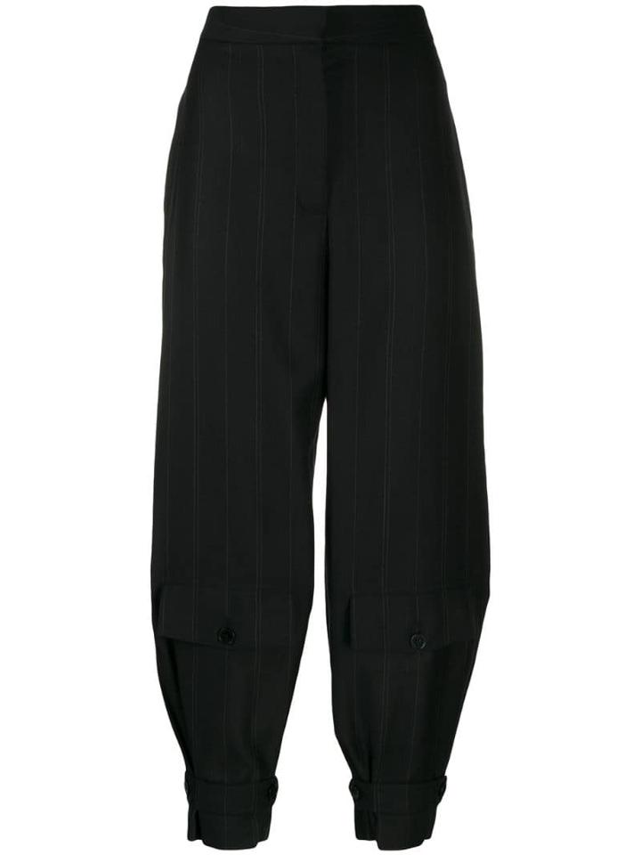 Stella Mccartney Cropped Pinstriped Trousers - Black