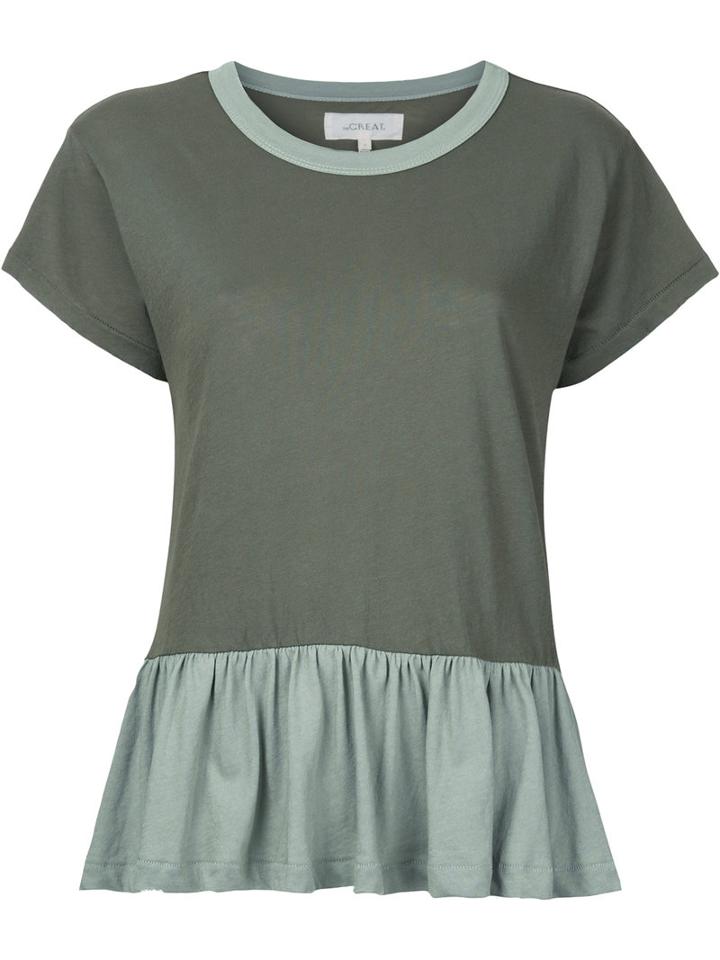 The Great - The Ruffle T-shirt - Women - Cotton - 3, Green, Cotton