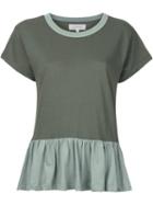 The Great - The Ruffle T-shirt - Women - Cotton - 3, Green, Cotton