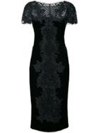 Marchesa Bead-embroidered Pencil Dress - Black