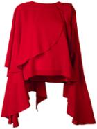Robert Wun - Flared Sleeve Blouse - Women - Polyester - 8, Red, Polyester