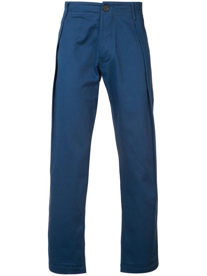 F.s.z - Pleated Chino Trousers - Men - Cotton - L, Blue, Cotton
