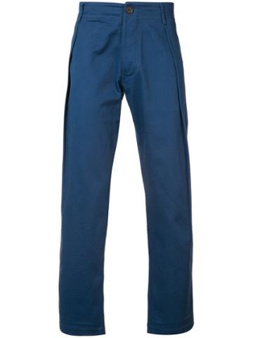 F.s.z - Pleated Chino Trousers - Men - Cotton - L, Blue, Cotton
