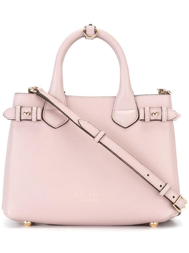 Burberry Checked Detail Tote - Pink & Purple