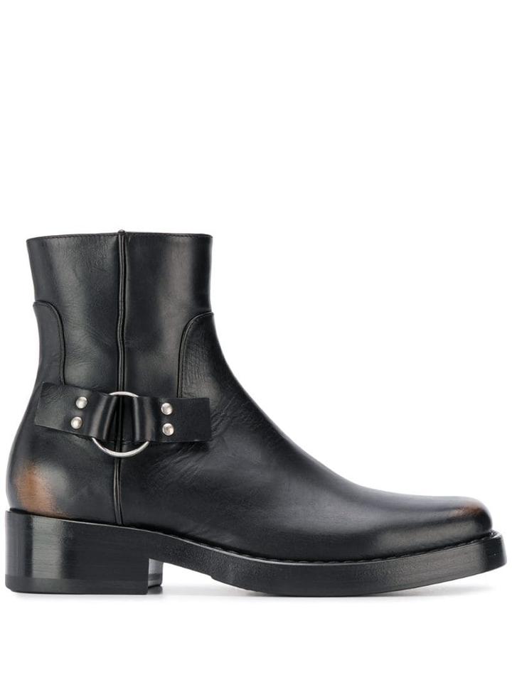 Raf Simons Distressed Ankle Boots - Black