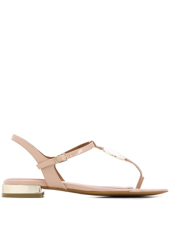Emporio Armani Logo Medallion Thong Sandals - Neutrals