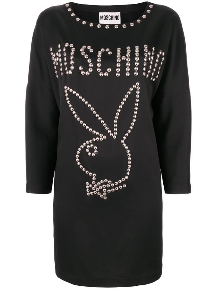 Moschino Playboy Studded T-shirt Dress - Black