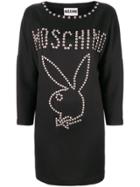 Moschino Playboy Studded T-shirt Dress - Black