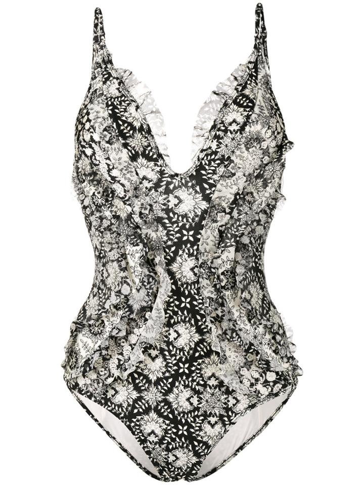 Zimmermann Divinity Ruffle Swimsuit - Black