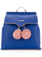 Love Moschino Pompom-detail Backapack - Blue