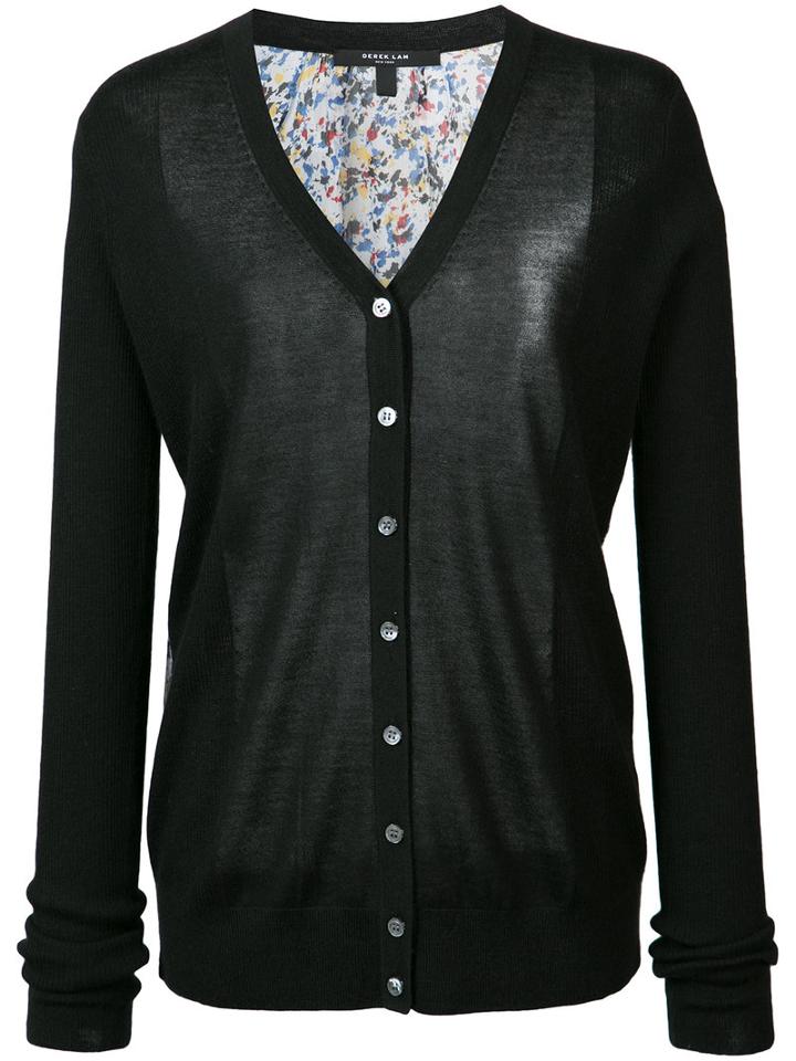 Derek Lam - Printed Back Buttoned Cardigan - Women - Silk/cashmere - M, Black, Silk/cashmere