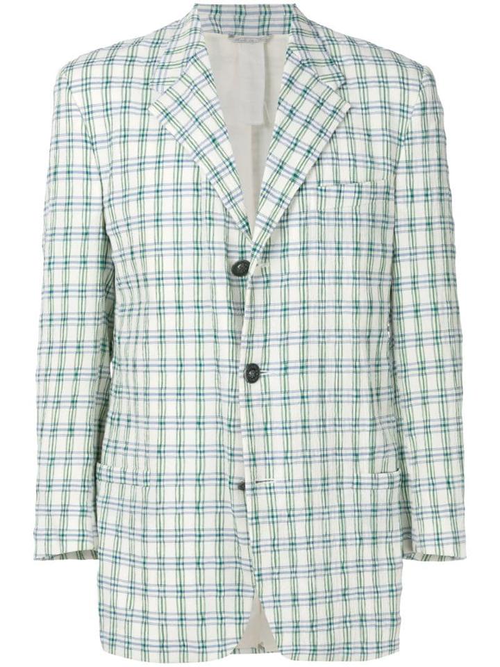 Versace Pre-owned Plaid Creased Blazer - White