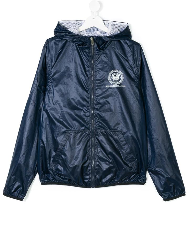 Diesel Kids Logo Print Hooded Jacket - Blue
