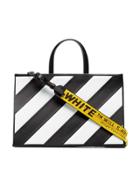Off-white Striped Medium Leather Tote Bag - Black