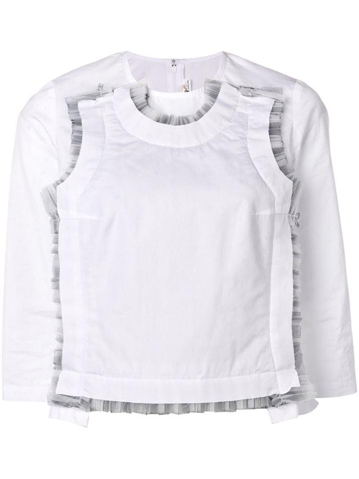 Comme Des Garçons Ruffled Front Panel Top - White