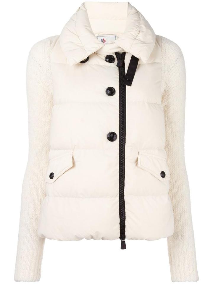 Moncler Grenoble High Neck Buttoned Jacket, Women's, Size: Small, White, Polyamide/polyester/nylon/feather Down