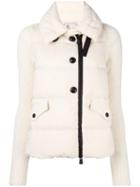 Moncler Grenoble High Neck Buttoned Jacket, Women's, Size: Small, White, Polyamide/polyester/nylon/feather Down
