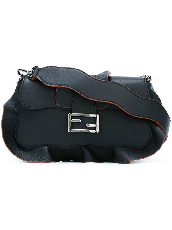 Fendi Ruffled 'baguette' Shoulder Bag, Women's, Black