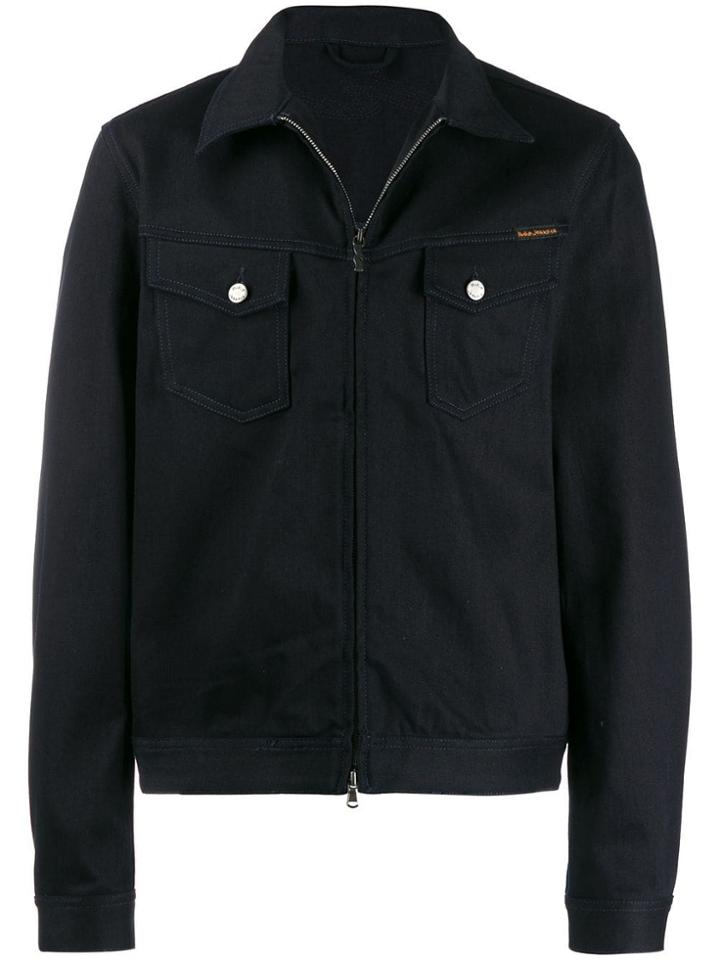 Nudie Jeans Co Zipped Denim Jacket - Blue