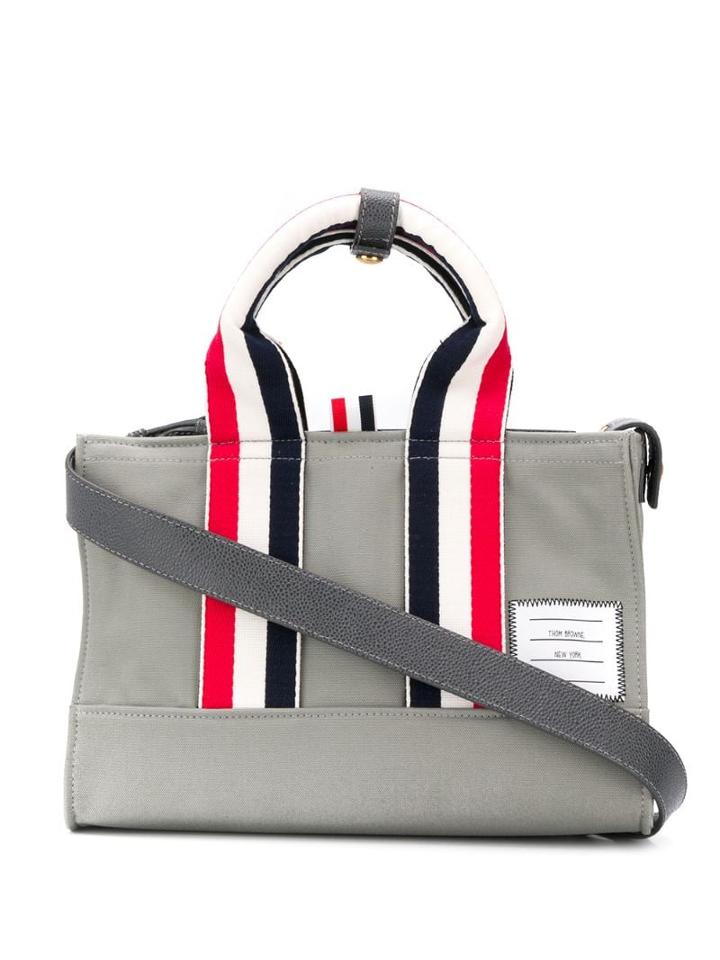 Thom Browne Mini East-west Canvas Tote Bag - Grey