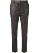 Gentry Portofino Slim Leather Trousers - Grey