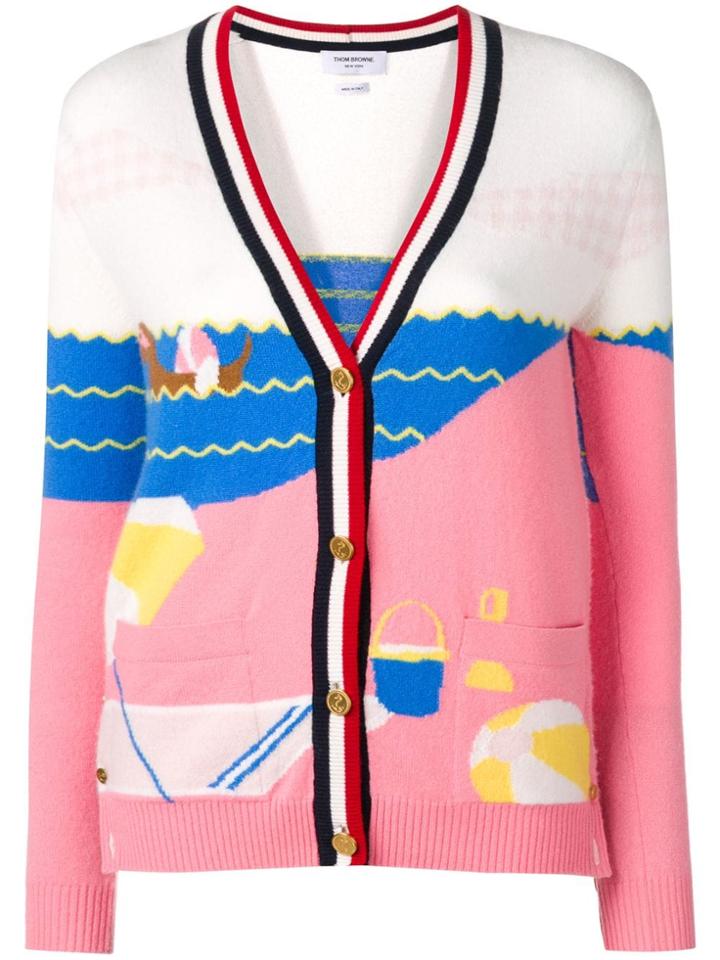 Thom Browne Hector Swim Intarsia Cardigan - Pink