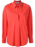 Blumarine Ribbed Shirt, Women's, Size: 40, Red, Cotton/polyamide/spandex/elastane