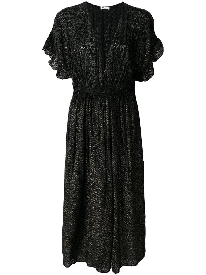 Masscob V-neck Ruffle Sleeve Dress - Black