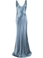 Galvan Bias Slip Dress, Women's, Size: 36, Grey, Silk