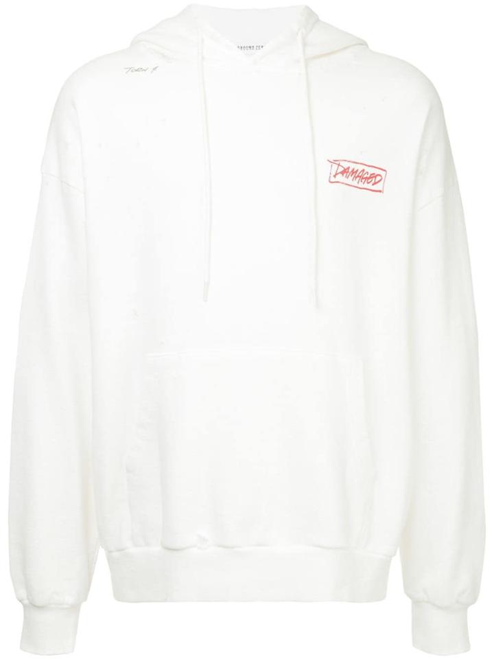 Ground Zero Damage Long-sleeve Hoodie - White