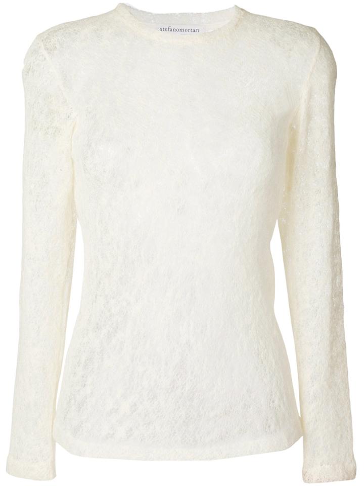 Stefano Mortari Ecru Sheer Top - White