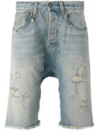 R13 Distressed Denim Shorts, Men's, Size: 29, Blue, Cotton/spandex/elastane