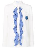 Prada Contrast Ruffle Shirt - White