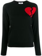 Msgm Broken Heart Knitted Sweater - Black