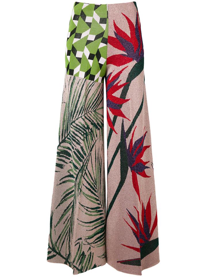 Circus Hotel Contrast Panel Palazzo Trousers - Multicolour