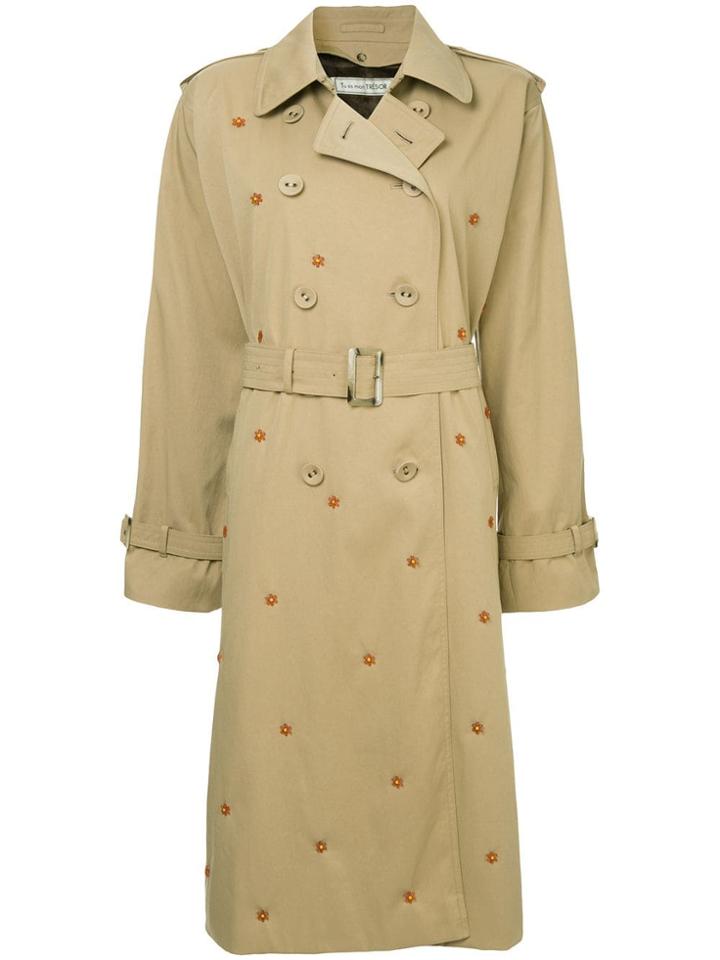 Tu Es Mon Trésor Dead Stock Flower Beads Trench Coat - Brown