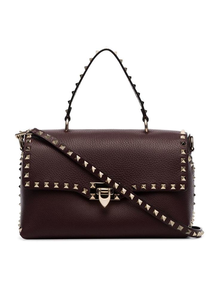 Valentino Bordeaux Rockstud Top Handle Bag - Purple