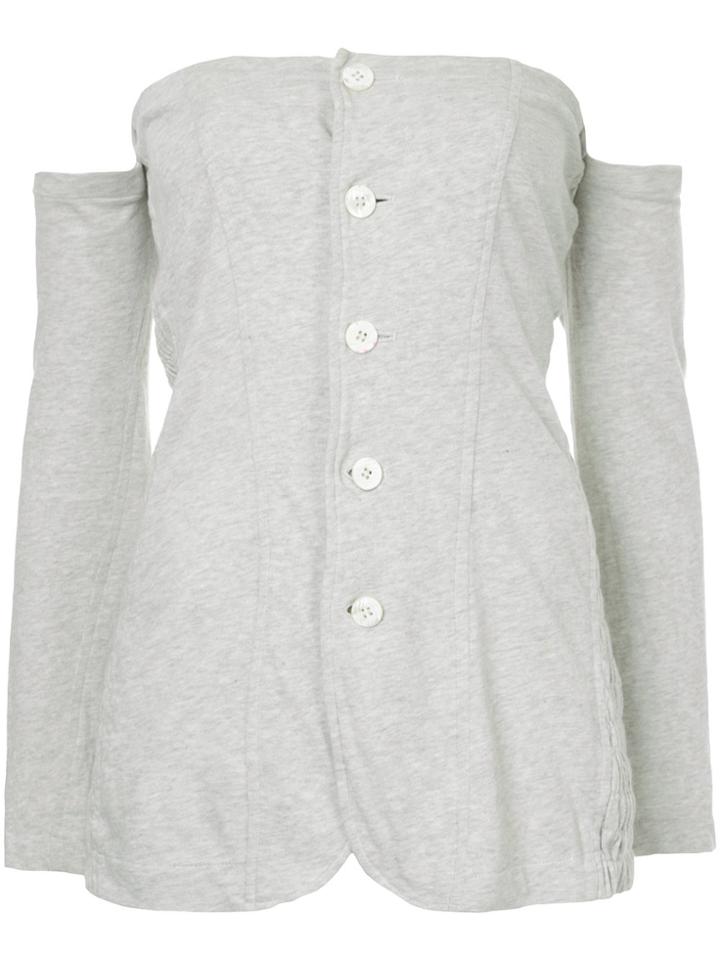 Comme Des Garçons Vintage Off-shoulders Buttoned Blouse - Grey
