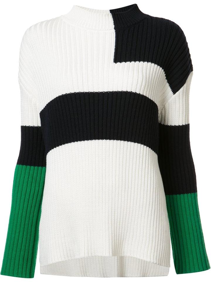Stella Mccartney Colour Block Pattern Jumper, Women's, Size: 40, Blue, Silk/cotton/virgin Wool
