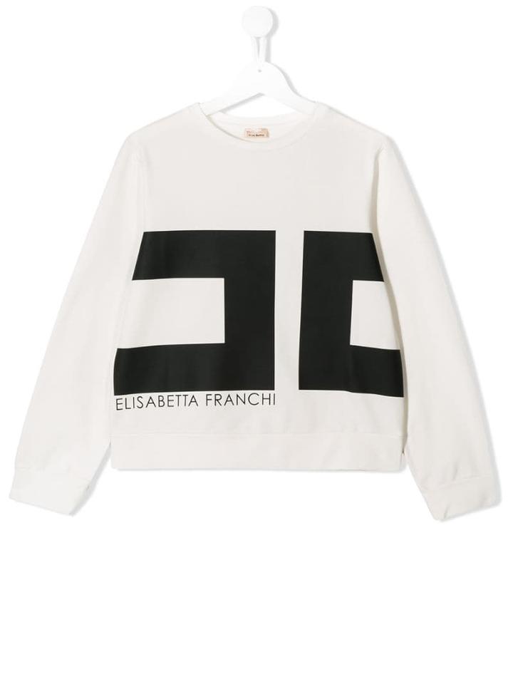 Elisabetta Franchi La Mia Bambina Logo Print Sweatshirt - White