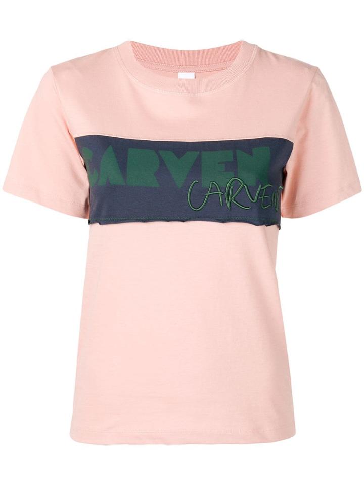 Carven Logo Panel T-shirt - Pink & Purple