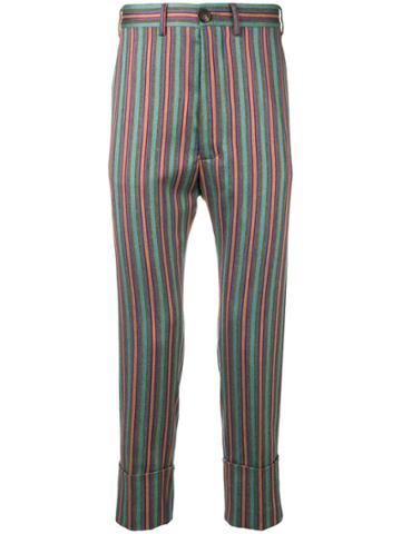 Vivienne Westwood Fancy Stripes Cropped James Bond Trousers - Green
