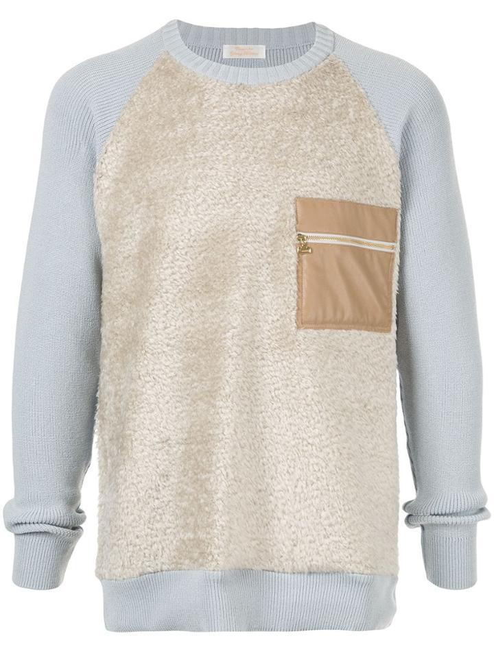 Education From Young Machines Furry-panelled Jumper - Grey