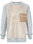 Education From Young Machines Furry-panelled Jumper - Grey