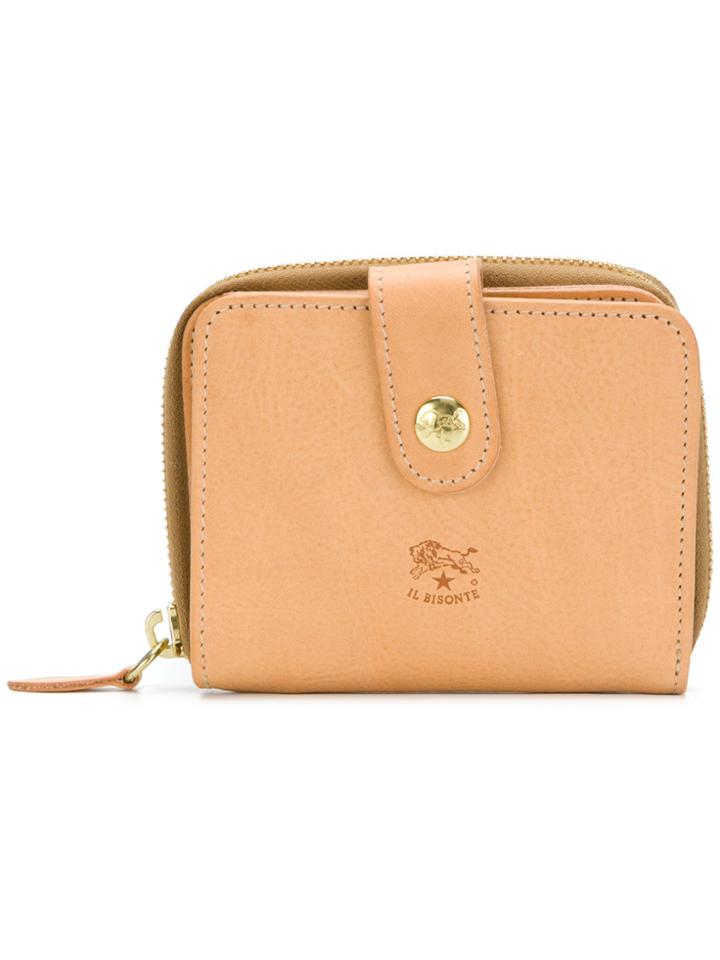 Il Bisonte Logo Embossed Wallet - Nude & Neutrals