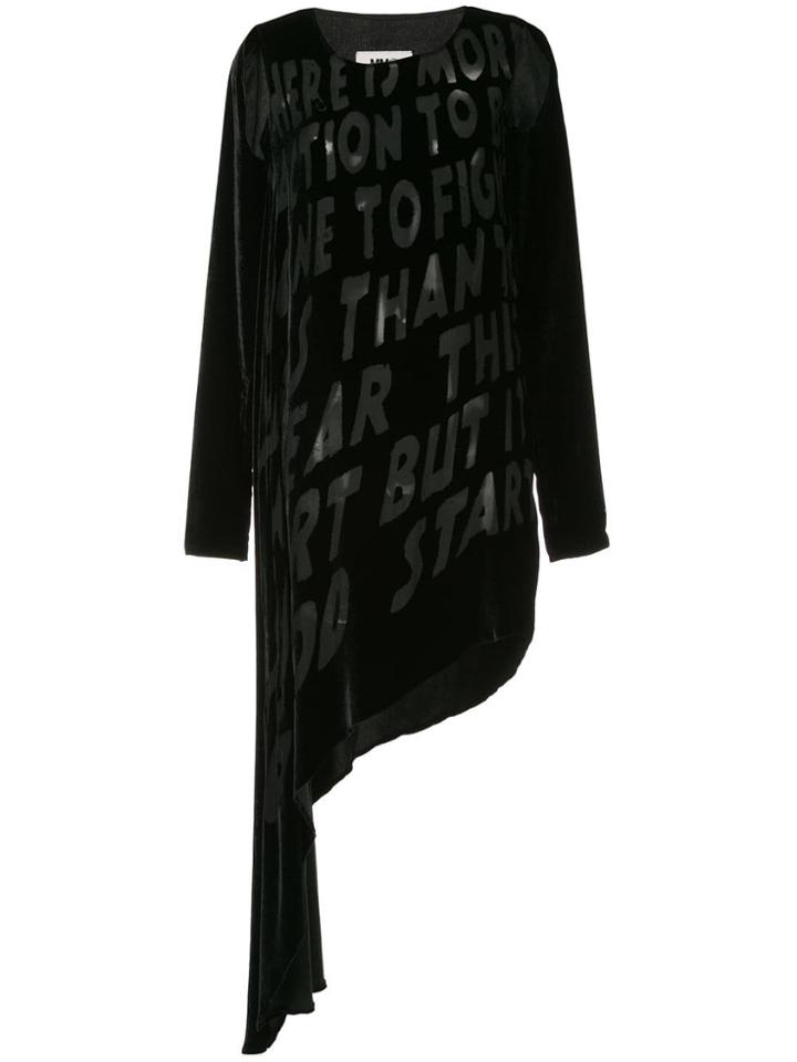 Mm6 Maison Margiela Word Print Asymmetric Dress - Black