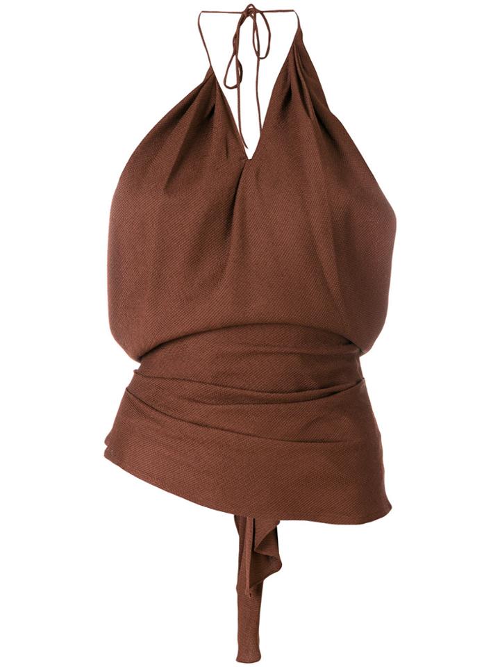 Jacquemus Ruched Halterneck Blouse - Brown