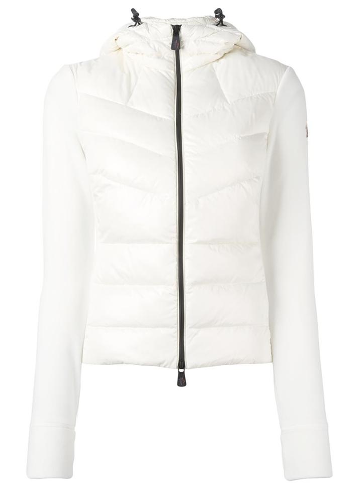 Moncler Grenoble Hooded Quilted Puffer Jacket, Women's, Size: Medium, White, Feather Down/polyamide/spandex/elastane