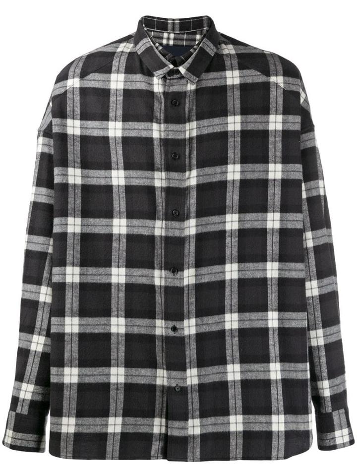 Juun.j Checked Cotton Shirt - Black